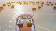 Drive past the mines to end the game (Image via Roblox)